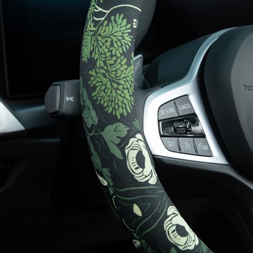 Sage Green Floral and Plant Steering Wheel Cover Auto Steering Wheel Protector, Anti-Slip, Breathable, Absorbing Sweat, Universal Plant Car Accessories 14.5–15 inch,Fit for Most Car, Trucks, SUV - style: Sage Green Floral and Plant