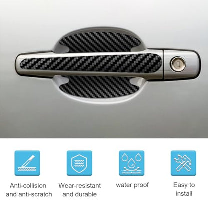 8PCS Car Door Handle Scratch Protectors, Carbon Fiber Car Door Handle Bowl Sticker, Universal Auto Doors Handles Paint Guard Cover, Doors Handles Cup Protective Film for Cars (Black)
