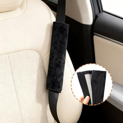 4PCS Seat Belt Cover Pad, Soft Seat Belt Shoulder Pad, Black Belt Pads, Car Seat Belt Pads Cover/Seatbelt Shoulder Pad for All Cars and Backpack