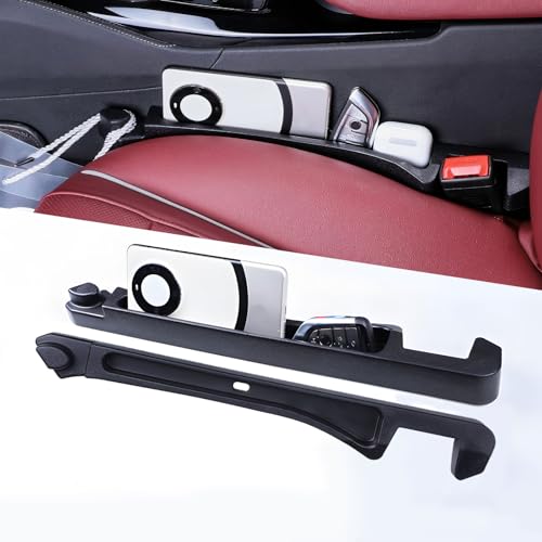 2 Pack Upgrade TPU Universal Dual Car Seat Gap Filler with Hooks, 4 in 1 Black Car Gap Plug Seat Fillers with Hook Odorless for Cars SUV, Console Side Gap Storage Organizer with Charge Cable Hole - color: Black-2PCS with Hook