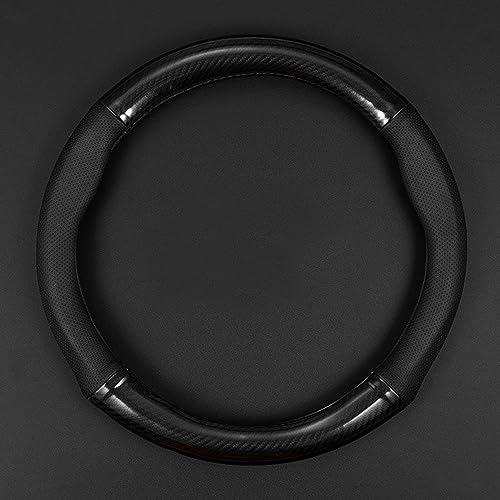 gunhunt 1 Pack Car Breathable Steering Wheel Cover, Carbon Fiber Non-Slip Steering Wheel Protector, Wear -Resistant Steering Wheel Sleeve, Four Seasons Universal Steering Wheel Set (Black #Circular) - size: Rounded