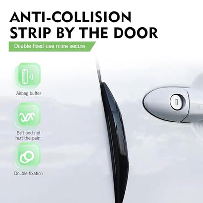 4 PCS Car Door Anti-Collision Strips, Anti-Scratch Door Edge Protection Guards, Self-Adhesive Automotive Side Edge Trim Strip with Airbag-Style Design, Universal for Most Cars (Black)