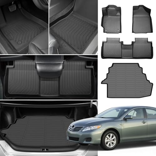 Floor Mats for Toyota Camry 2007-2011(ONLY Gas), NOT for Hybrid, Custom Fit Camry CE XLE SE LE Floor Mats, Front Rear Mats & Cargo Liner, TPE Anti-Slip Waterproof Duty Car Accessor - style: 10)2007-2011|Camry|Floor&Cargo Mats