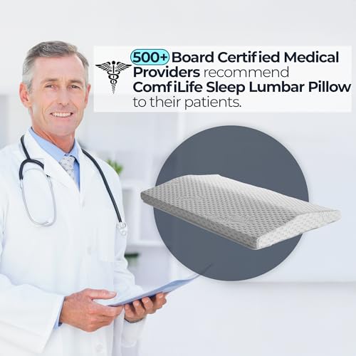 ComfiLife Lumbar Support Pillow for Sleeping Memory Foam Pillow for Back Pain Relief - Side, Back and Stomach Sleepers- Triangle Wedge Pillow - Bed Rest Pillow - Medium-Soft (White, Standard)