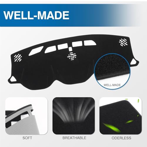 KUST Black Dash Cover for Chevy Chevrolet Traverse 2018-2023 (L, LS, LT,Premier, High Country) Polyester Dashboard Cover Non-Slip Interior Accessories for Traverse Custom Fit Dash Mat - size: 59.06"×21.26"(Chevrolet Traverse 18-23)