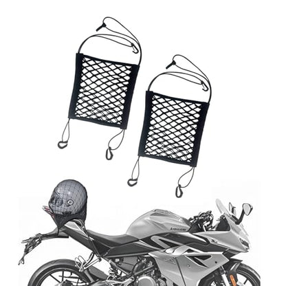 ZMD 2PCS Upgrade Cargo Net for Motorcycle Helmet Storage, 9.8"X11" High-Elastic Double Layer Bungee Net with 8 Hooks, Small Cargo Net for Bikes, Electric Bikes, Scooters, Motorcycles - size: 11 x 9.8 Inches