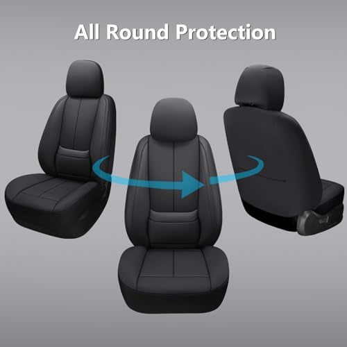 Full Coverage Leather Car Seat Covers,Waterproof Seat Covers for Cars,SUVs Pick-up Truck, Car Seat Cushion,Car Seat Protector,Front Seat Cover,Black Seat Cover with 2 Seats