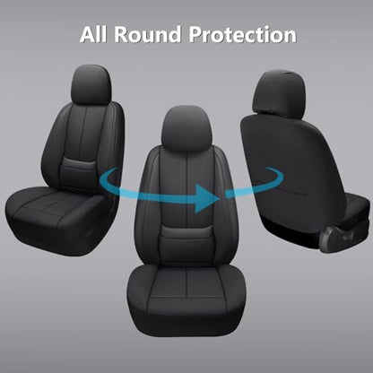 Full Coverage Leather Car Seat Covers,Waterproof Seat Covers for Cars,SUVs Pick-up Truck, Car Seat Cushion,Car Seat Protector,Front Seat Cover,Black Seat Cover with 2 Seats
