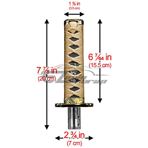 EZAUTO WRAP 15cm Gold Black Shift Knob Samurai Sword Alloy Katana with Adapter Universal