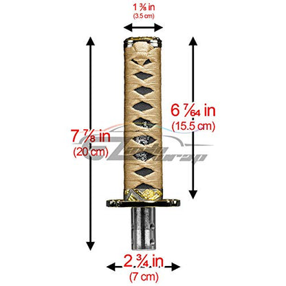 EZAUTO WRAP 15cm Gold Black Shift Knob Samurai Sword Alloy Katana with Adapter Universal