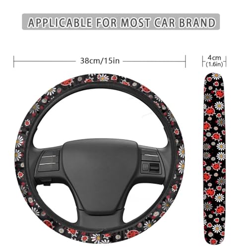 Ladybug Car Steering Wheel Cover for Women Washable Steering Wheel Protection with Elastic Edge Universal Fits SUV Vehicle Sedan Truck All Season 2025 - color: Ladybug