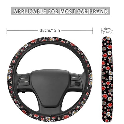 Ladybug Car Steering Wheel Cover for Women Washable Steering Wheel Protection with Elastic Edge Universal Fits SUV Vehicle Sedan Truck All Season 2025 - color: Ladybug