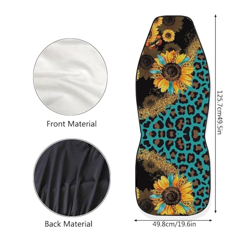Car Seat Covers Sets for Women Leopard Sunflower Auto Saddle Blankets Seat Cover High Back Bucket Seat Cover Universal Fit for Most Cars SUVs Trucks Vans - color: Leopard Sunflower