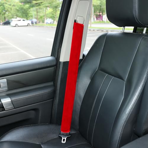 Soft Faux Fur Universal Fit Seatbelt Cover Car Truck SUV Airplane Seat Belt Shoulder Pad for Carmera Backpack Straps Neck Cushion Protector Extra Long 25.6in Red - color: Red, size: 25.6in 1pack