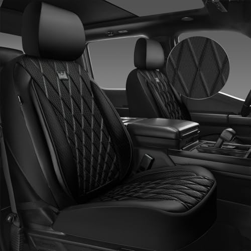 CAR PASS Thick Foam 3D Air Mesh Leather Car Seat Covers Front Seats Only, Luxury Breathable Premuim PU Leather Two Front Seat Covers,Airbag Compatible Universal Fit for 95% Sedan Van Truck SUV, Black - color: Black Air Mesh, size: Two Front