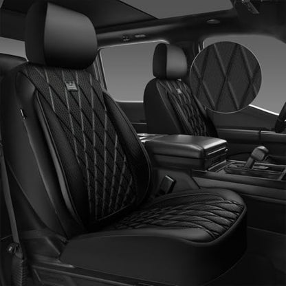 CAR PASS Thick Foam 3D Air Mesh Leather Car Seat Covers Front Seats Only, Luxury Breathable Premuim PU Leather Two Front Seat Covers,Airbag Compatible Universal Fit for 95% Sedan Van Truck SUV, Black - color: Black Air Mesh, size: Two Front