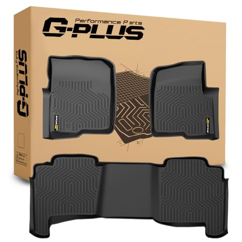 G-PLUS Floor Mats 3PCS Compatible with Ford F150 SuperCrew Cab 2004 2005 2006 2007 2008 1st & 2nd Row All Weather Protection TPE Floor Liners Black - size: 2004-2008|Fit Ford F150 SuperCrew Cab|3Pcs