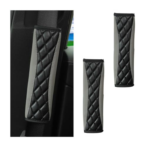 Mandark 2PCS Car Seat Belt Covers, Soft Leather Vehicle Seatbelt Strap Protector for Shoulder and Neck, Comfortable Auto Safe Belt Harness Cushion Pad, Universal for SUV, Truck, RV（Gray） - color: Gray, size: Style A