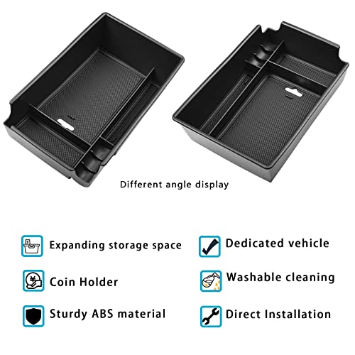 Center Console Organizer Tray Compatible with Hyundai Sonata Accessories 2020 2021-2022 2023 Limited N-Line Interior Armrest Secondary Storage Box ABS Material, Black Trim