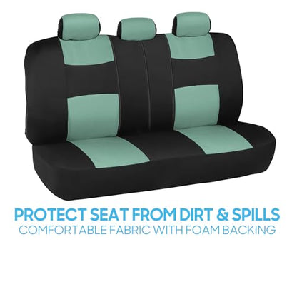 BDK PolyPro Car Seat Covers Full Set in Mint on Black – Front and Rear Split Bench Seat Covers Accessories for Auto Trucks Van SUV,Easy to Install - color: Mint