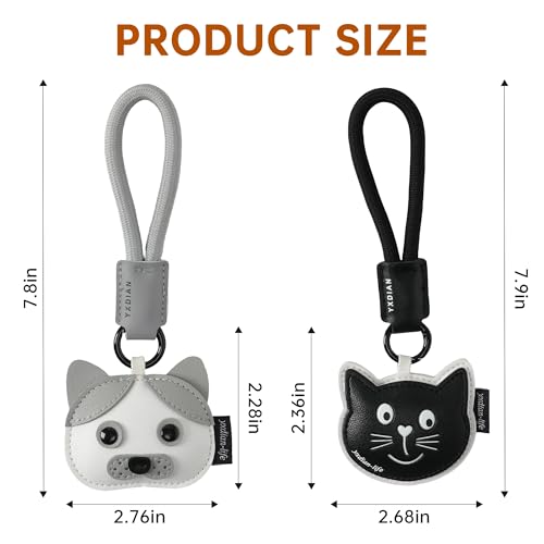 Cute Cartoon Keychain for Girl and Boy, 2 PCS Animal Key Ring Charm for Handbag, Purse, Backpack, Car Keys - color: Black Grey (Cat+dog)