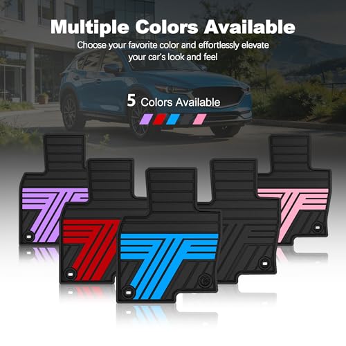 All Weather Floor Mats Custom Fit for Mazda CX-5 2017-2025 Waterproof Heavy Duty Anti-Slip Car Mats, 1st & 2nd Row Black & Blue - color: Blue