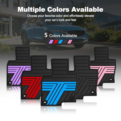 All Weather Floor Mats Custom Fit for Mazda CX-5 2017-2025 Waterproof Heavy Duty Anti-Slip Car Mats, 1st & 2nd Row Black & Blue - color: Blue