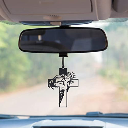 Rear View Mirror Accessories - Car Hanging Accessories - Car Pendant, Charm Ornaments - Swinging Ornaments, Cross Hanger - Black Jesus Christ Crucifix Cross - style: Jesus Christ Crucifix Cross