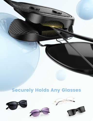 Lamicall Sunglass Holder for Car Visor - [1s One-Hand Access] [Never Fall Secure] Car Sunglass Holder, Anti-Scratch Glasses Visor Clip for All Cars, Non-Slip Car Accessories for Men & Women