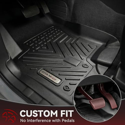 YITAMOTOR Floor Mats Compatible with 2008-2021 Nissan Frontier Crew Cab, Custom Compatible with Truck Floor Liners, All-Weather Protection for Frontier Accessories, 1st & 2nd Row, Black - style: 08-21 Nissan Frontier Crew Cab