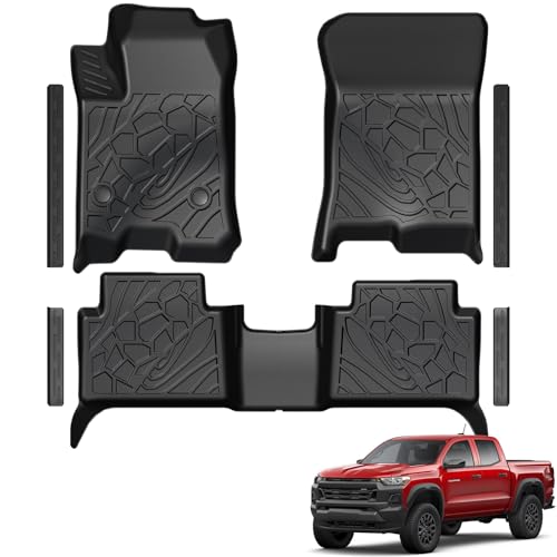 Floor Mats for 2023-2025 2026 Chevy Colorado & GMC Canyon Crew Cab Carpet Floor (Not for Vinyl Floor), TPE All Weather Durable Floor Liners Door Sill Guards for Chevrolet Colorado Accessories - size: 2023-2026 | For Chevy Colorado & GMC Canyon