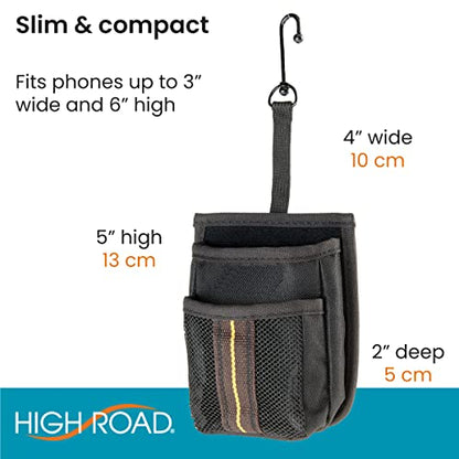 High Road Air Vent Mount Car Cell Phone Holder with Soft Lined Back Pocket and Front Mesh Storage Pocket
