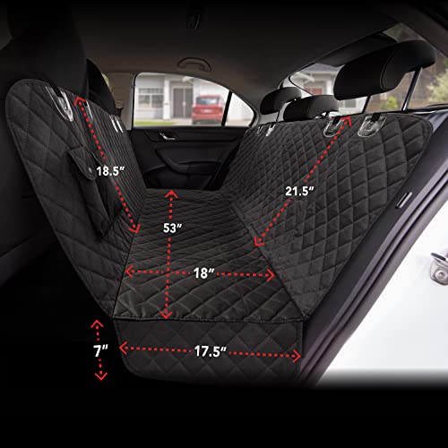 Bell+Howell Waterproof Dog Car Seat Cover for Back Seat or Trunk, Car Accessories for Travel with Storage Pockets, Universal Fit, Scratch and Waterproof
