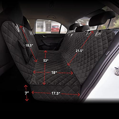 Bell+Howell Waterproof Dog Car Seat Cover for Back Seat or Trunk, Car Accessories for Travel with Storage Pockets, Universal Fit, Scratch and Waterproof