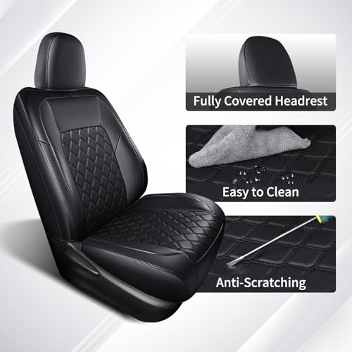 Huidasource Car Seat Covers Fit for Toyota RAV4, Full Coverage Waterproof Leather Seat Cushion Covers Full Set Fit for 2013-2018 Toyota Rav4 XLE LE XLE Premium Limited (Not for Hybrid, Black)