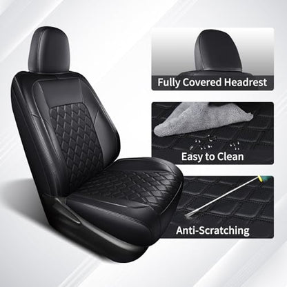 Huidasource Car Seat Covers Fit for Toyota RAV4, Full Coverage Waterproof Leather Seat Cushion Covers Full Set Fit for 2013-2018 Toyota Rav4 XLE LE XLE Premium Limited (Not for Hybrid, Black)
