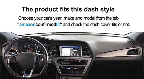 Dash Cover Mat Custom Fit for Hyundai Sonata 2015 2016 2017 2018 2019 Dashboard Cover Pad Carpet Protector (Black) F165 - color: 15-19 Black