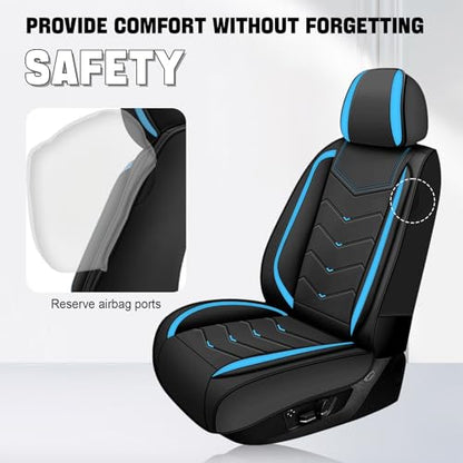 Car Seat Cover for KIA Soul 2010-2025, Driver's Seat Covers,Non-Slip Waterproof seat Cover,Wear-Resistant Nappa Leather car seat Covers. (Standard 2 Seats/Black Blue) - color: Black Blue, size: Standard 2 Seats