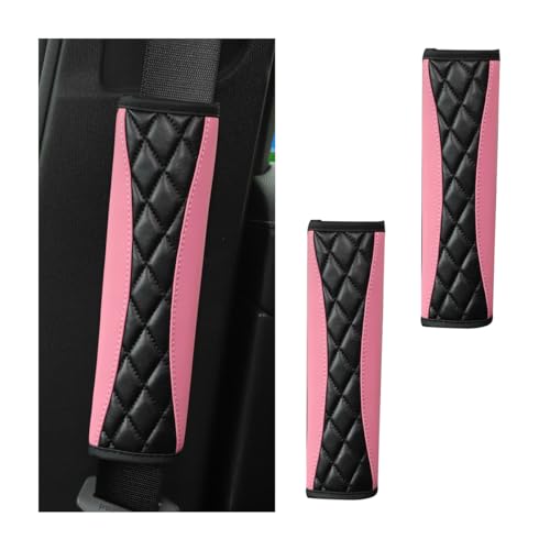 Mandark 2PCS Car Seat Belt Covers, Soft Leather Vehicle Seatbelt Strap Protector for Shoulder and Neck, Comfortable Auto Safe Belt Harness Cushion Pad, Universal for SUV, Truck, RV（Pink） - color: Pink, size: Style A