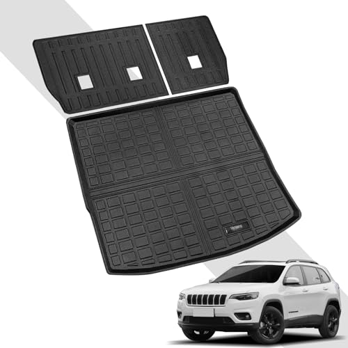 Vanseno Trunk Mat Compatible for 2014-2023 Jeep Cherokee Cargo Liner Backrest Mat Back Seat Cover All Weather Protector Compatible for Jeep Cherokee Accessories (No Latittude & Not Fit Grand Cherokee) - color: Fit Cherokee 2014-2023 Backrest Mat+Cargo Mat