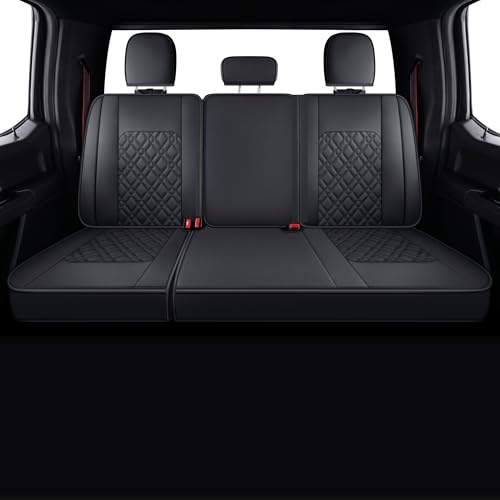 LUCKYMAN CLUB F150 Full-Set Seat Covers J03-Q3 with Waterproof Faux Leather, Fit 2015-2026 Ford F150 and 2017-2026 F250 F350 F450 (Full Set, Black) - color: Black, size: Full Set