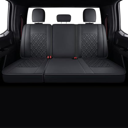 LUCKYMAN CLUB F150 Full-Set Seat Covers J03-Q3 with Waterproof Faux Leather, Fit 2015-2026 Ford F150 and 2017-2026 F250 F350 F450 (Full Set, Black) - color: Black, size: Full Set