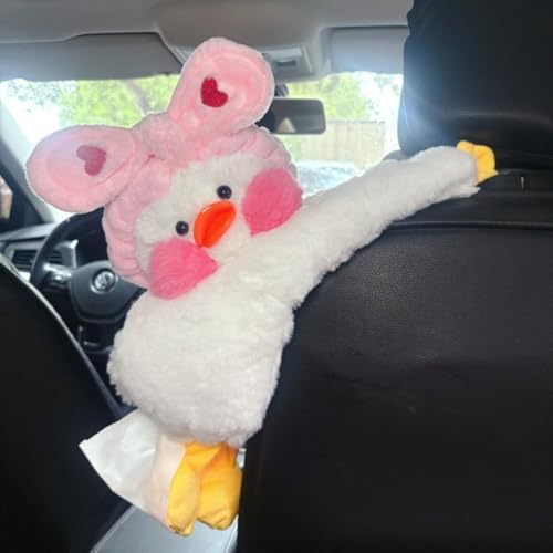 Plush Monkey Tissue Box Holder, Plush Pocket Tissue Cover for Car, Home, Office, Desk, Bathroom, Cute Decorative Soft Organizer (Heart Butterfly Duck) - color: Heart Butterfly Duck