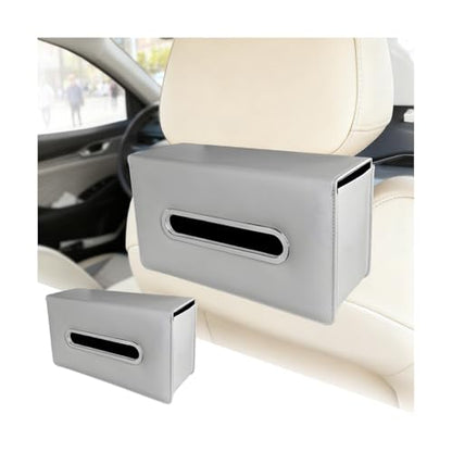 Car Tissue Holder, Leather Rectangle Vehicle Seat Back Hanging Tissue Dispenser Box Cover, Keep Tidy Automotive Interior Napkin Organizer, Universal for SUV Sedan Truck (Gray) - color: Gray