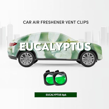 Car Air Freshener Vent Clips, 8 Pack, Provides Long-Lasting Scent, Up to 240 Days, Odor Eliminator (Eucalyptus) - color: Eucalyptus