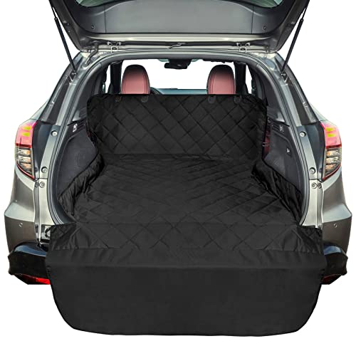 F-color SUV Cargo Liner for Dogs, Heavy Duty Water Resistant Pet Cargo Cover Dog Seat Cover Mat for Mid-Size SUVs Sedans Vans with Bumper Flap Protector, Non-Slip, Standard Size Universal Fit, Black - color: A-Black, size: Standard: 55" x 91"
