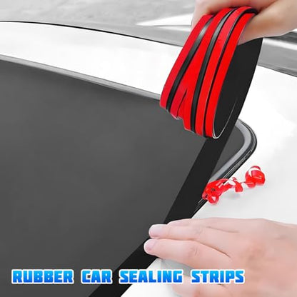 13.12FT Car Weather Stripping, 14mm 19mm Rubber T Shape Soundproof Adhesive Vehicle Front & Rear Windshield Seal Strip, Auto Sealing Weatherstrip Trim, Universal for SUV Sedan Truck