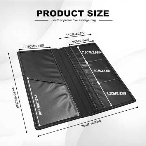 Leather Premium Car Registration & Insurance Card Holder, Vehicle Glove Box Wallet Case, for Documents, Cards, License (Black)