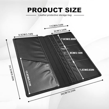Leather Premium Car Registration & Insurance Card Holder, Vehicle Glove Box Wallet Case, for Documents, Cards, License (Black)