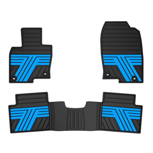 All Weather Floor Mats Custom Fit for Mazda CX-5 2017-2025 Waterproof Heavy Duty Anti-Slip Car Mats, 1st & 2nd Row Black & Blue - color: Blue